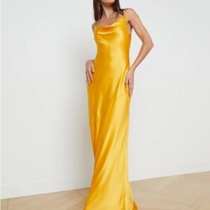 L’Agence citrine yellow silk slip maxi dress - 14 (XL) NWOT